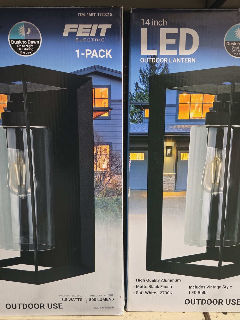 FEIT Black Outdoor LED Lantern - 14 inch